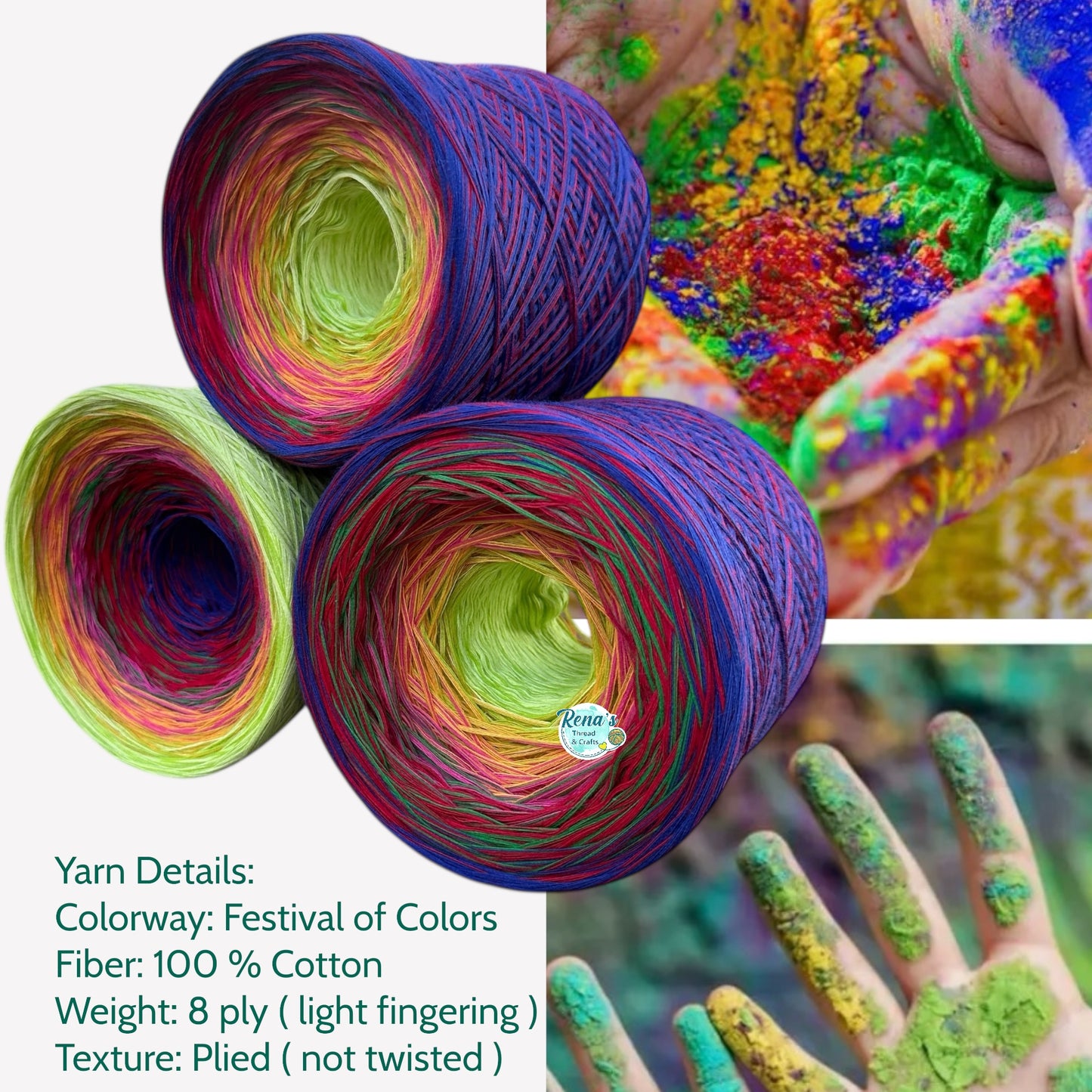Festival of Colors, Gradient Cotton Natural Fiber Yarn