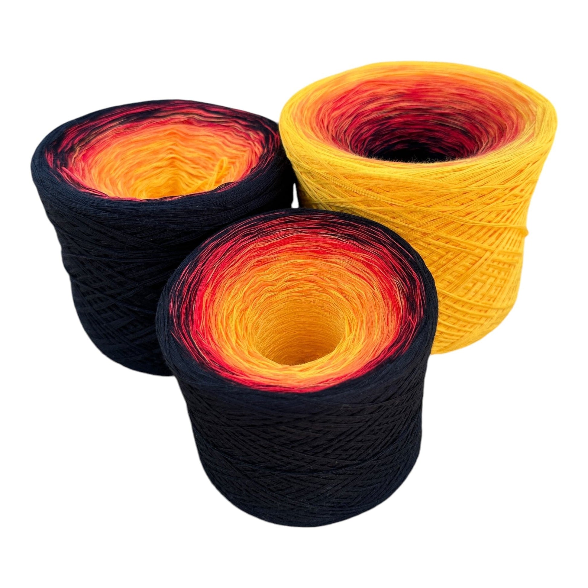Fire Dance, Gradient Cotton Natural Fiber Yarn-Cotton Yarn, 8PLY-1400-Black-Renas Thread and Crafts