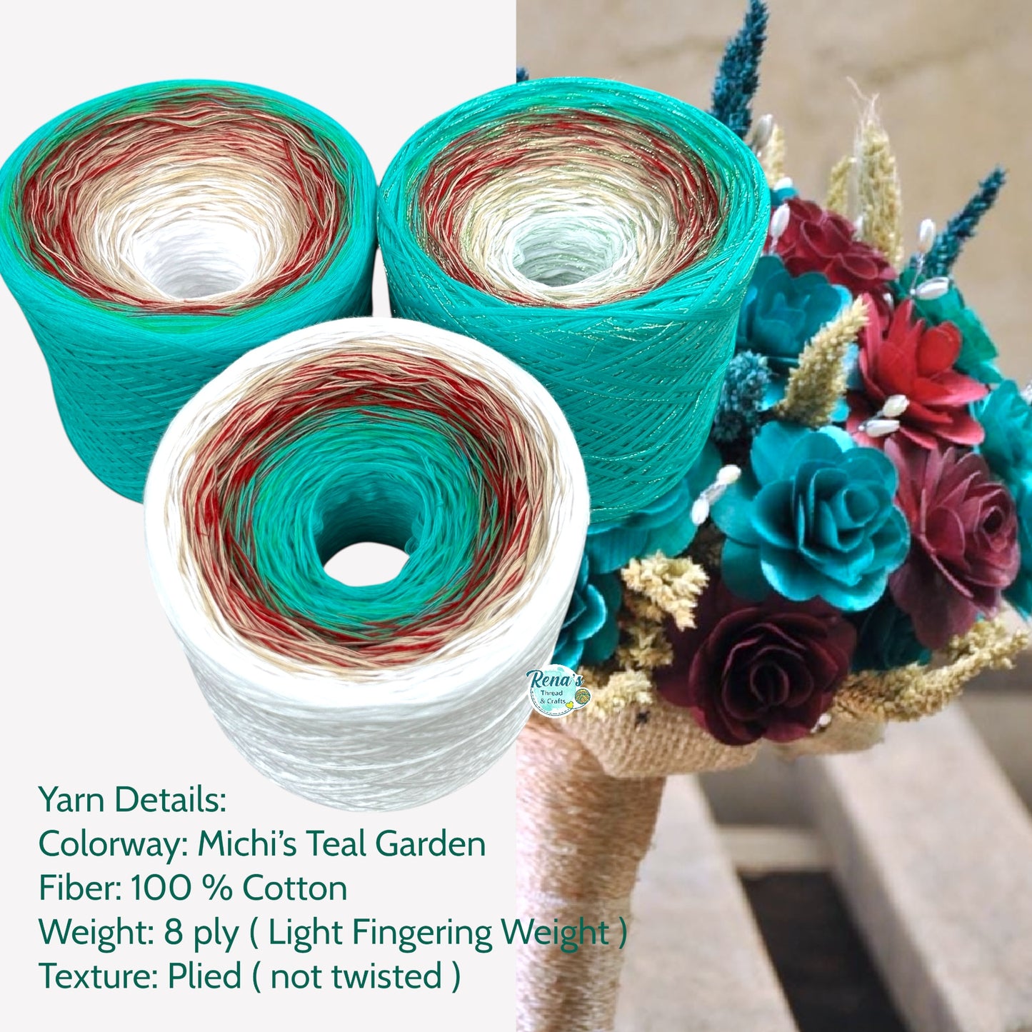 Michi’s Teal Garden, Gradient Yarn