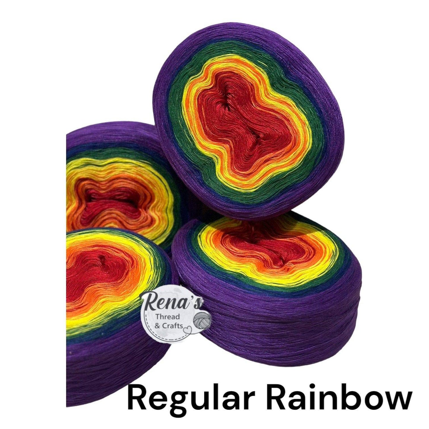 Rainbow Polyester 4PLY Gradient Cake Yarn-Polyester, 4PLY-Rena'sThreadandCrafts-A-regular rainbow-Rena'sThreadandCrafts