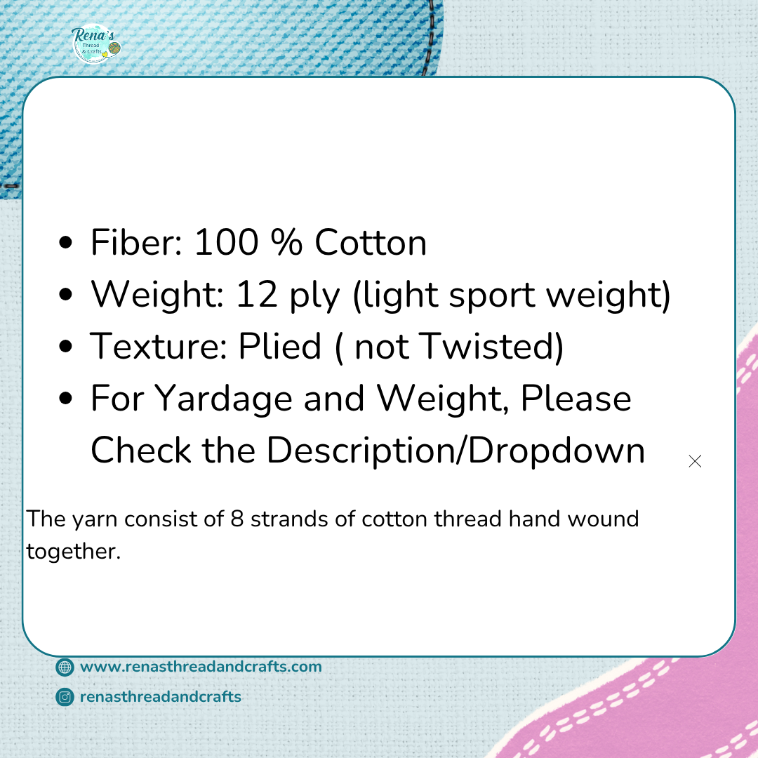 (Copy) 12ply cotton, Gradient Cotton Natural Fiber Yarn - Rena'sThreadandCrafts