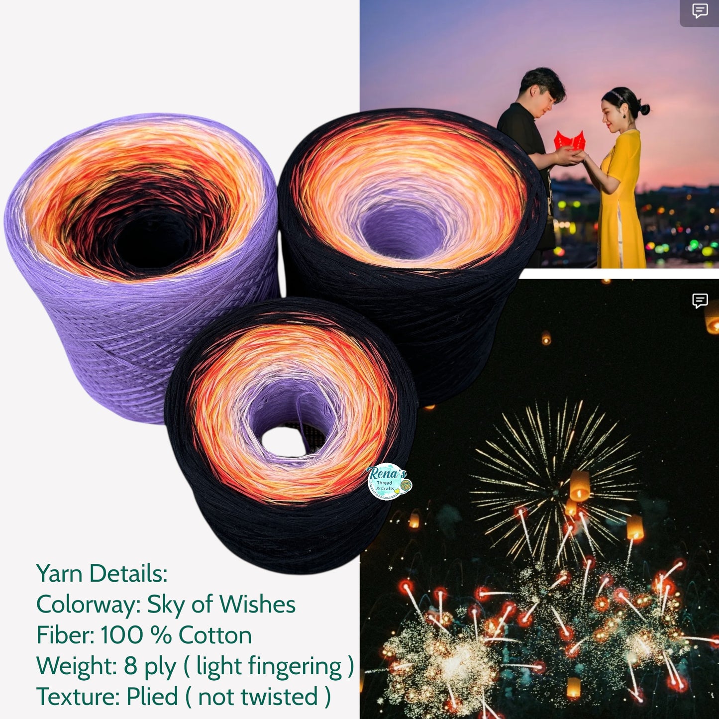 Sky of Wishes, Gradient Cotton Natural Fiber Yarn