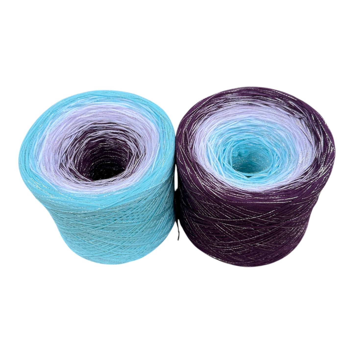 Tied With Love : Aqua & Plum, Gradient Yarn With Sparkle - Rena'sThreadandCrafts