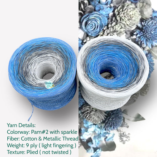 Tied With Love : Blue & Gray, Gradient Yarn With Sparkle - Rena'sThreadandCrafts