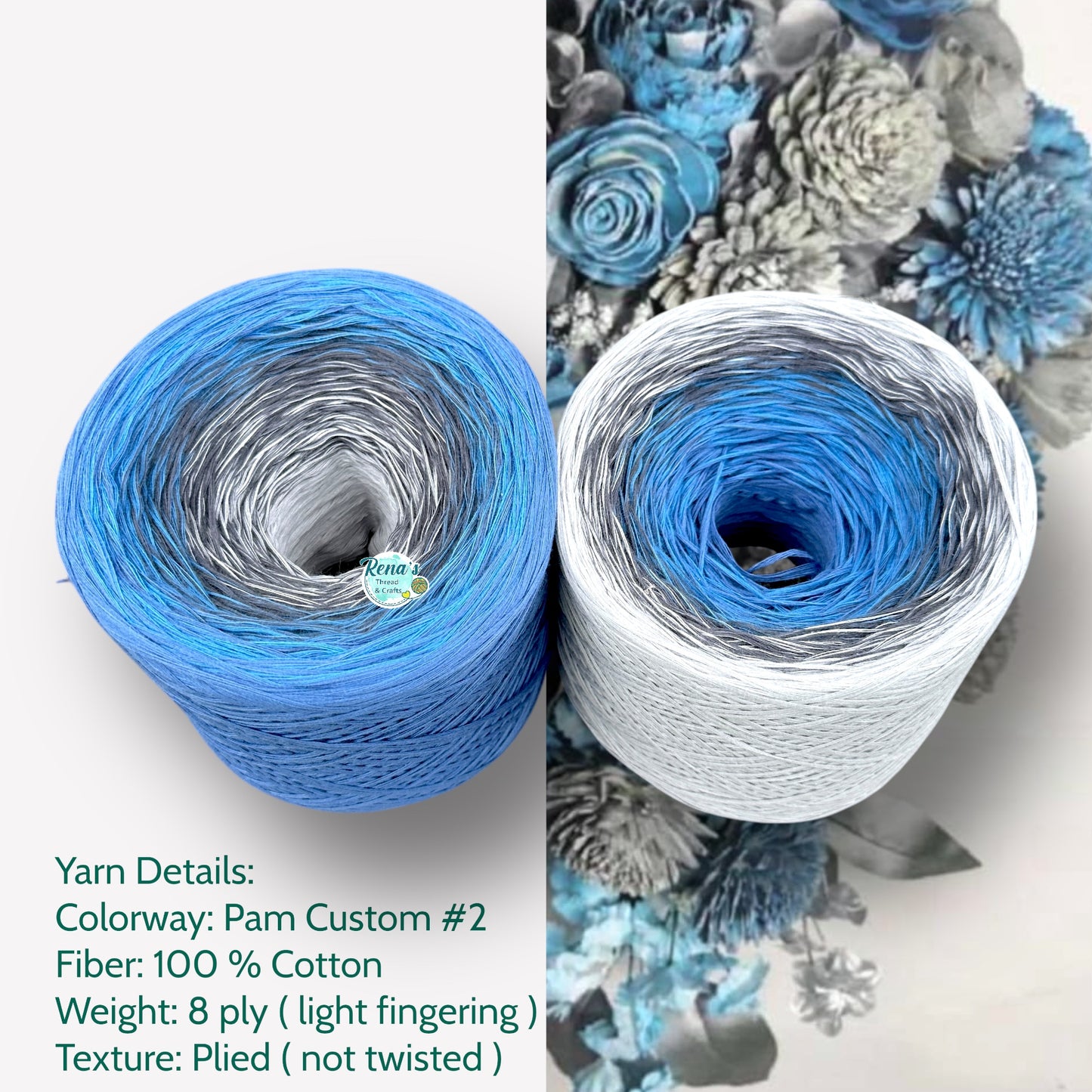 Tied With Love : Blue & Gray, Gradient Yarn - Rena'sThreadandCrafts