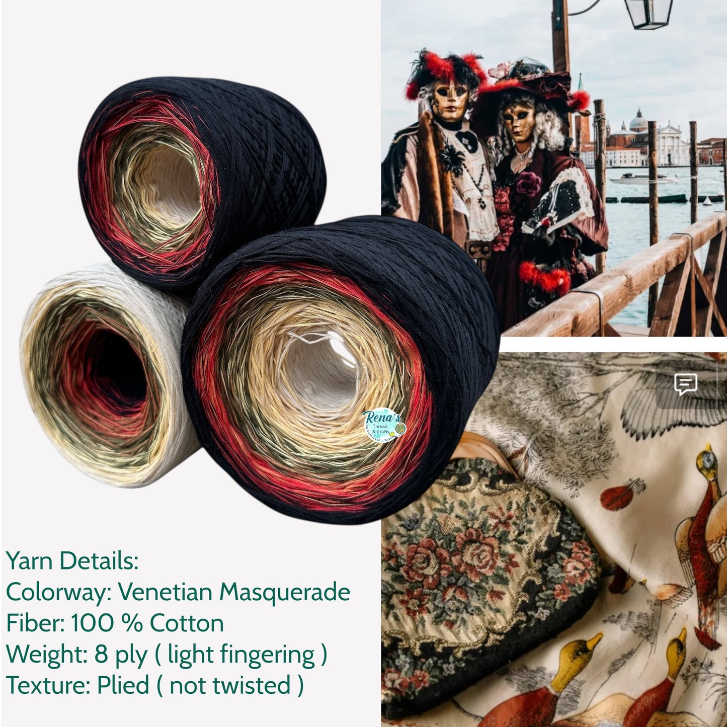 Venetian Masquerade, Gradient Cotton Natural Fiber Yarn
