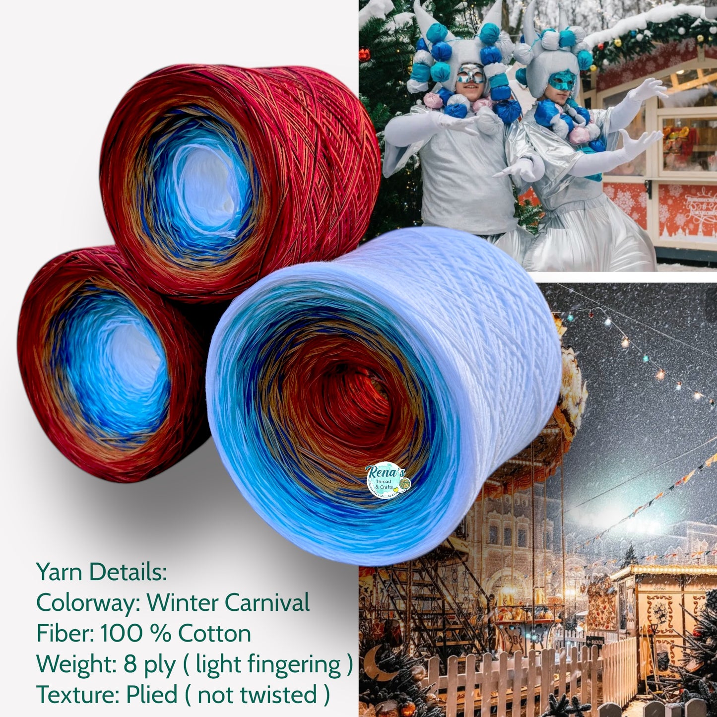 Winter Carnival, Gradient Cotton Natural Fiber Yarn