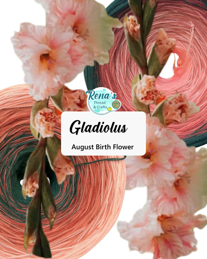 August - Gladiolus, Gradient Cotton Natural Fiber Yarn - Rena'sThreadandCrafts