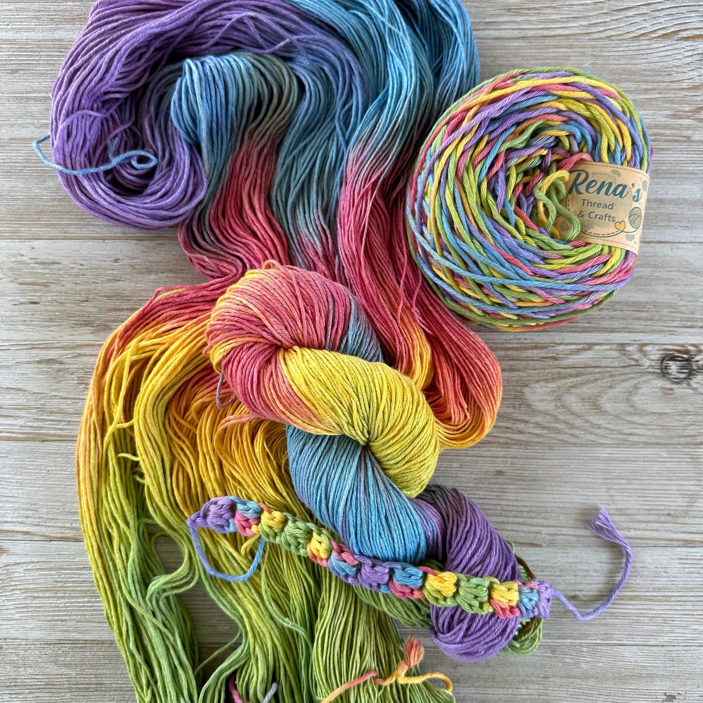 Bold and Bright, Hand Dyed Cotton Natural Fiber Yarn-YARN-RenasThreadandCrafts-RenasThreadandCrafts