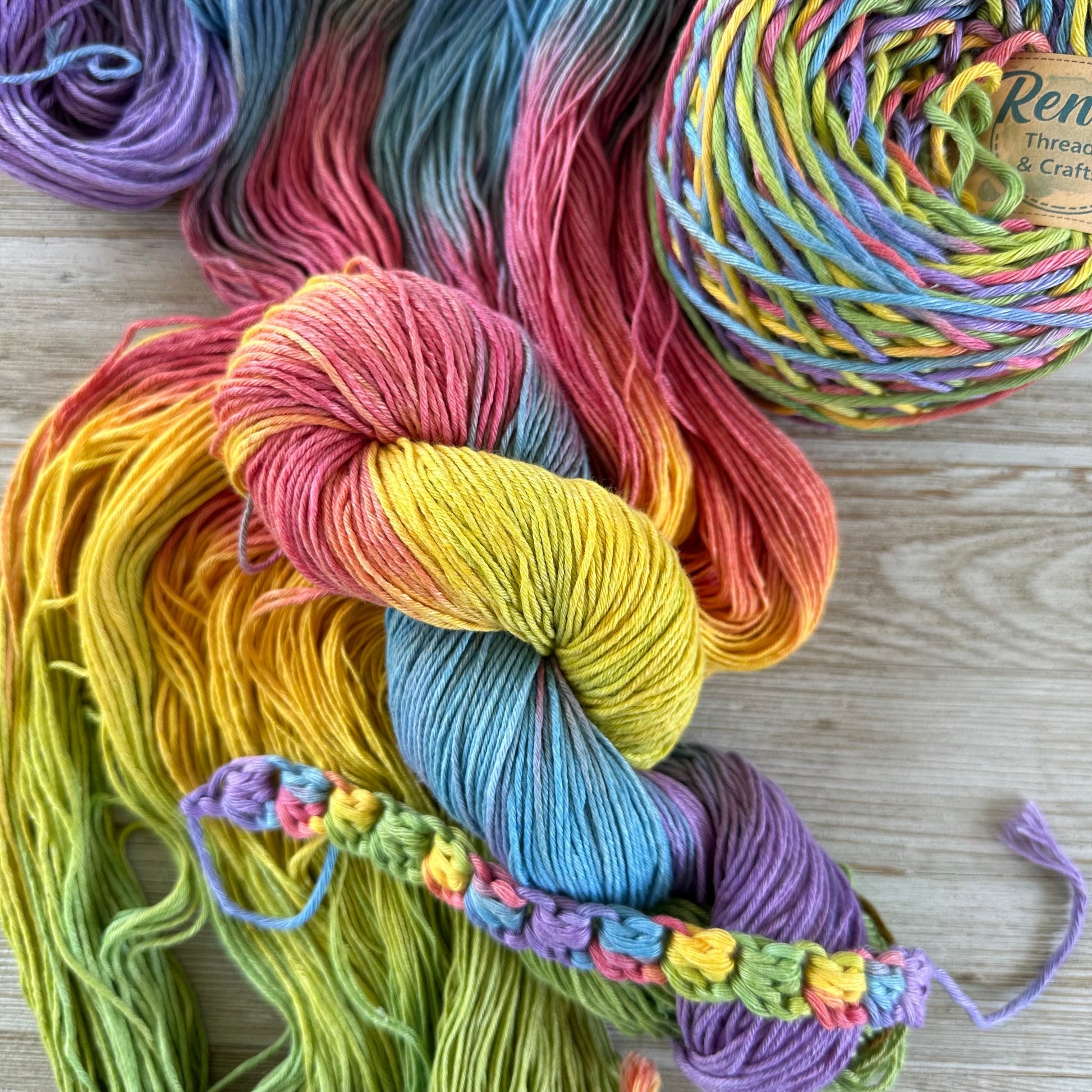 Bold and Bright, Hand Dyed Cotton Natural Fiber Yarn-YARN-RenasThreadandCrafts-RenasThreadandCrafts