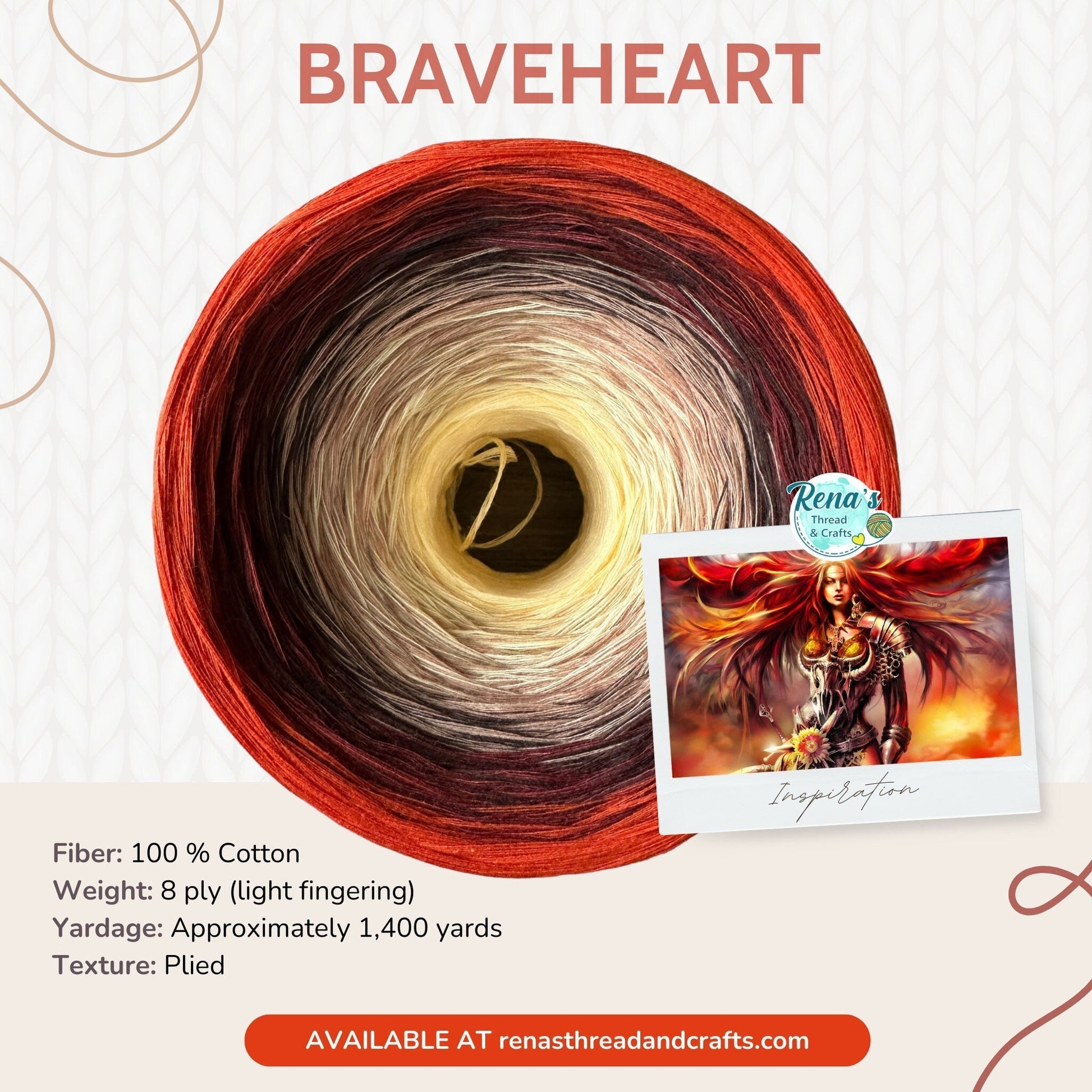 Braveheart 2, 8PLY Cotton Gradient Cake Yarn