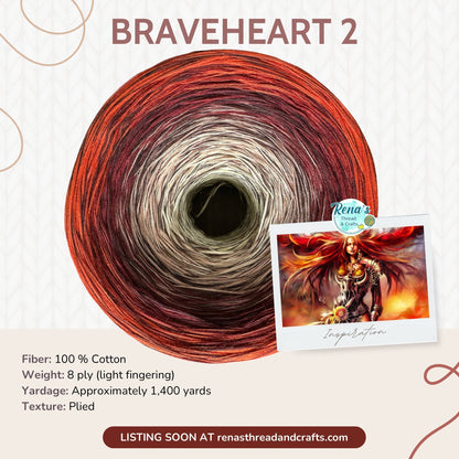 Braveheart 2, 8PLY Cotton Gradient Cake Yarn