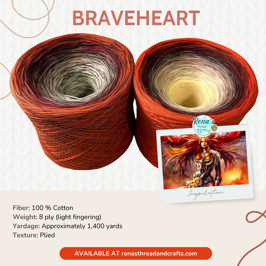 Braveheart 2, 8PLY Cotton Gradient Cake Yarn