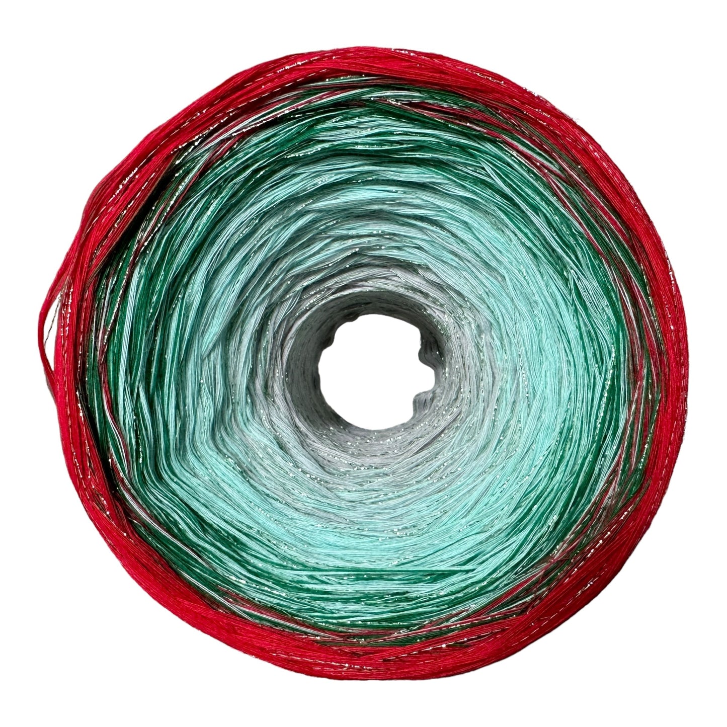 Christmas Yarn Inspired 9PLY Gradient Cake Yarn-Cotton Yarn, 8PLY , Sparkle-Rena'sThreadandCrafts-Red Color outside - Approx. 1,400-Rena&#39;sThreadandCrafts