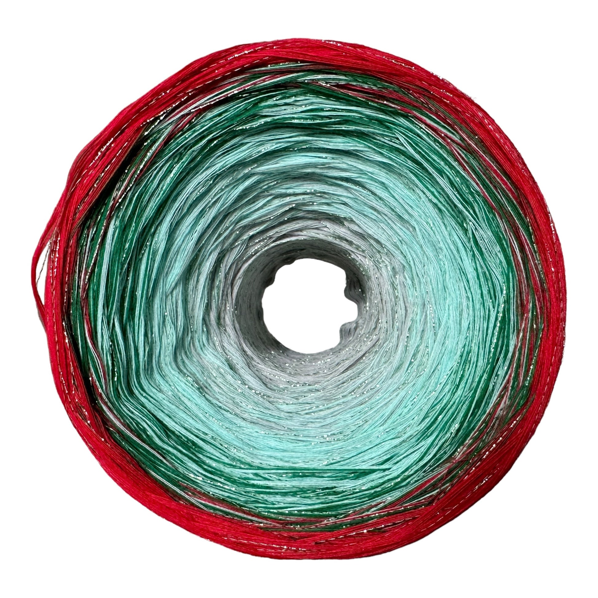 Christmas Yarn Inspired 9PLY Gradient Cake Yarn-Cotton Yarn, 8PLY , Sparkle-Rena'sThreadandCrafts-Red Color outside - Approx. 1,400-Rena&#39;sThreadandCrafts