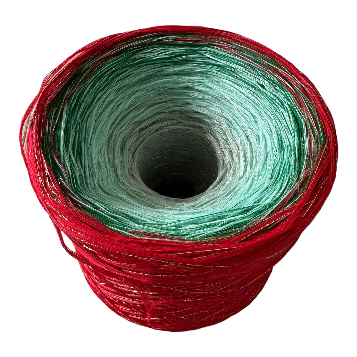 Christmas Yarn Inspired 9PLY Gradient Cake Yarn-Cotton Yarn, 8PLY , Sparkle-Rena'sThreadandCrafts-Red Color outside - Approx. 800-Rena&#39;sThreadandCrafts