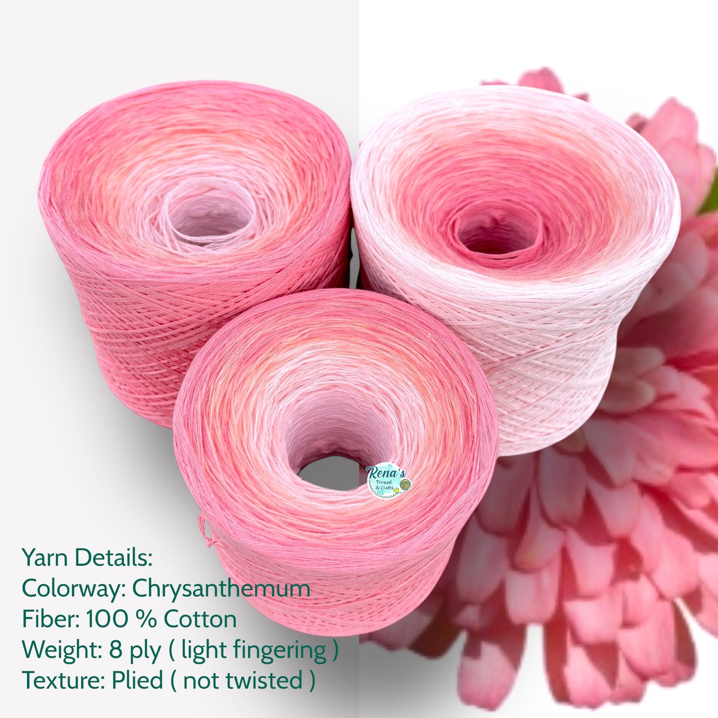 Chrysanthemum, November Birth Flower, Gradient Cotton Natural Fiber Yarn