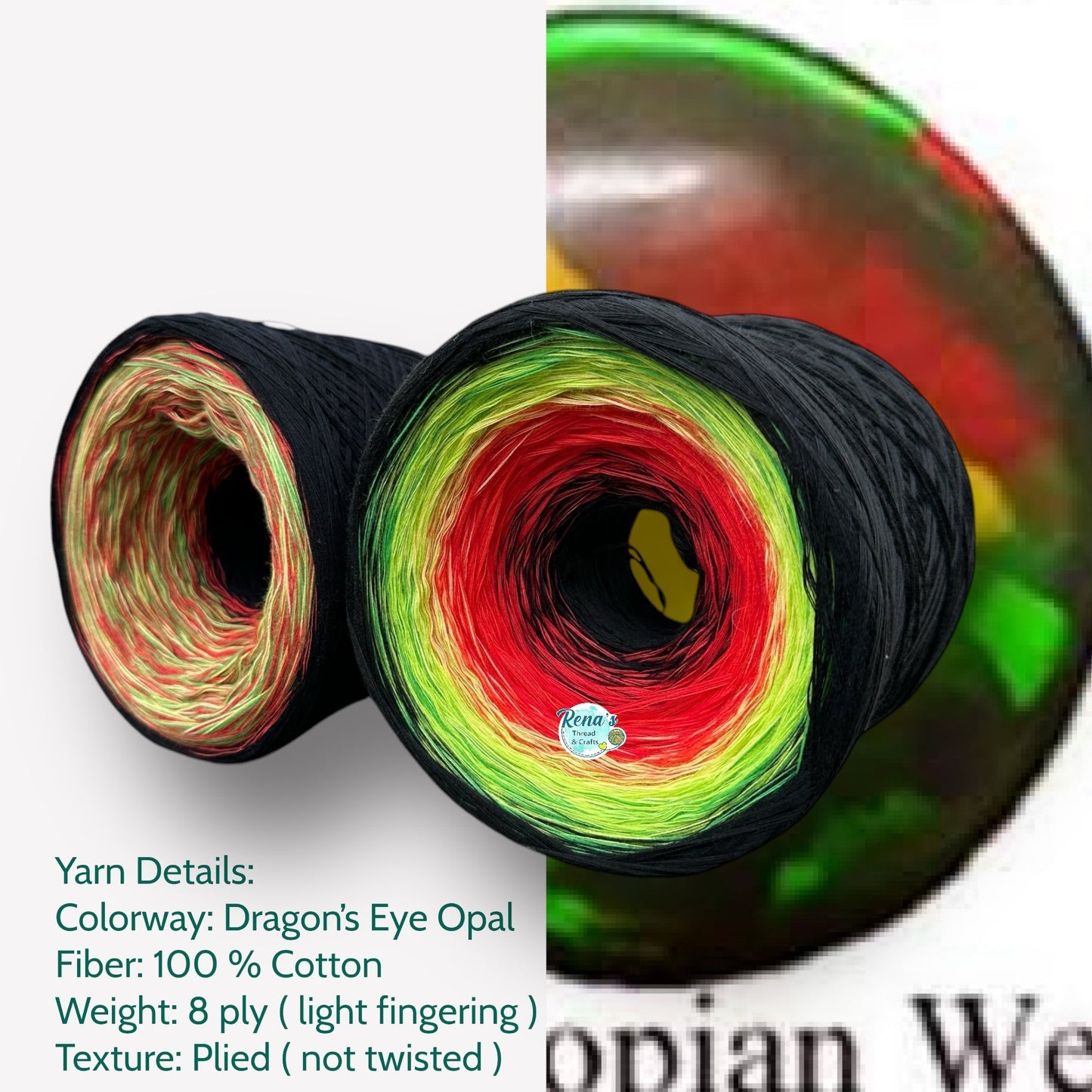 Dragon’s Eye Opal, Gradient Cotton Natural Fiber Yarn