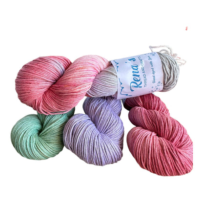 Frosted Berries Set, Hand Dyed, Natural Fiber Yarn-YARN-Renas Thread and Crafts