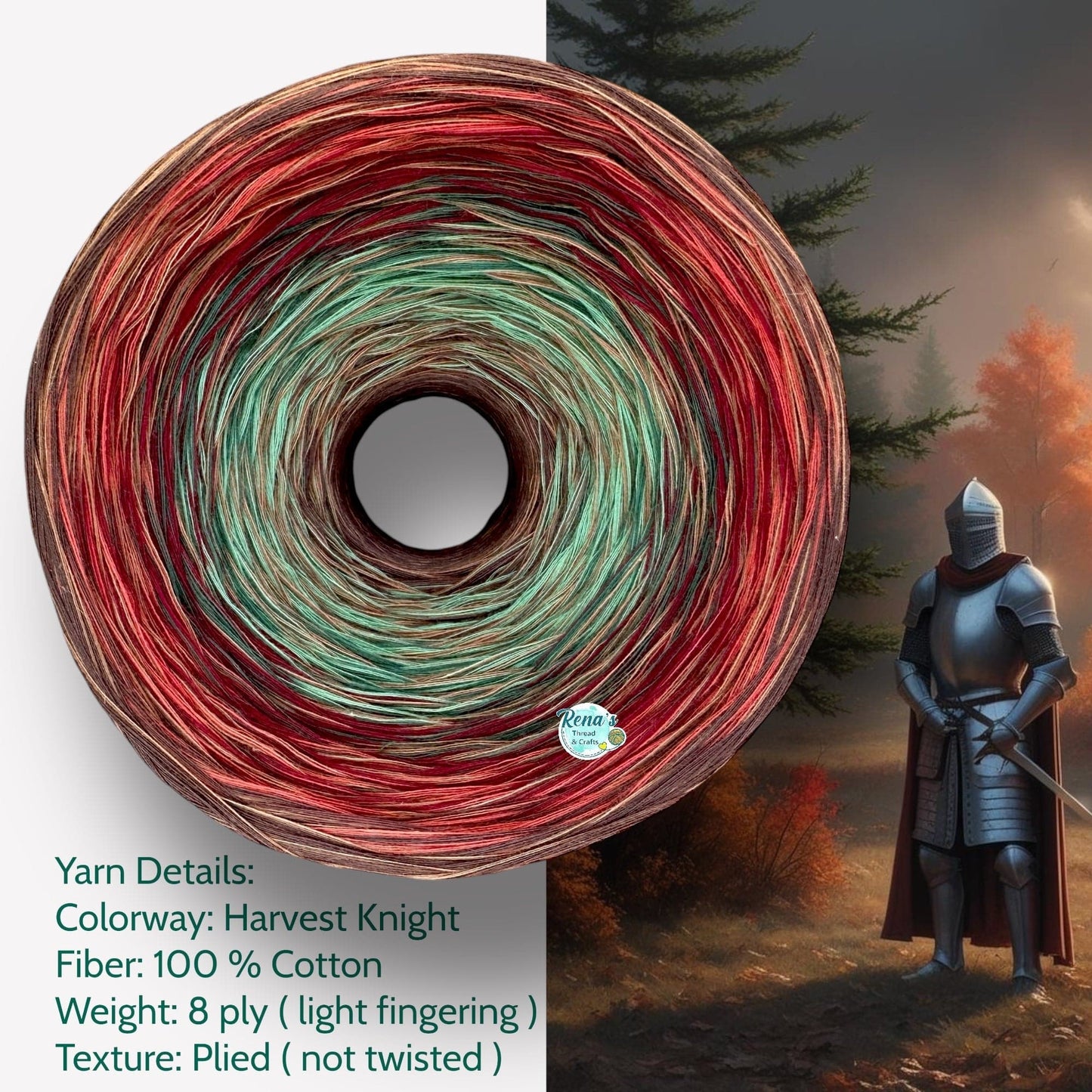 Harvest Knight V2, Gradient Cotton Natural Fiber Yarn-Cotton Yarn, 8PLY-Renas Thread and Crafts