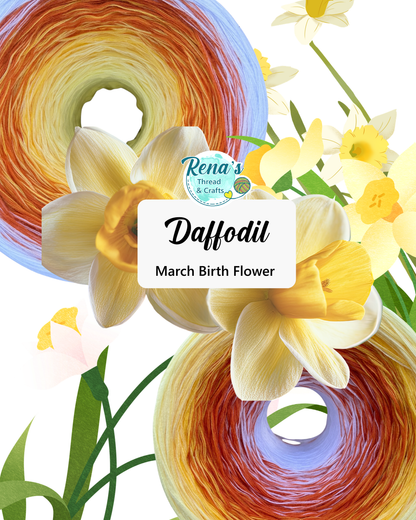 March - Daffodil, Gradient Cotton Natural Fiber Yarn - Rena'sThreadandCrafts