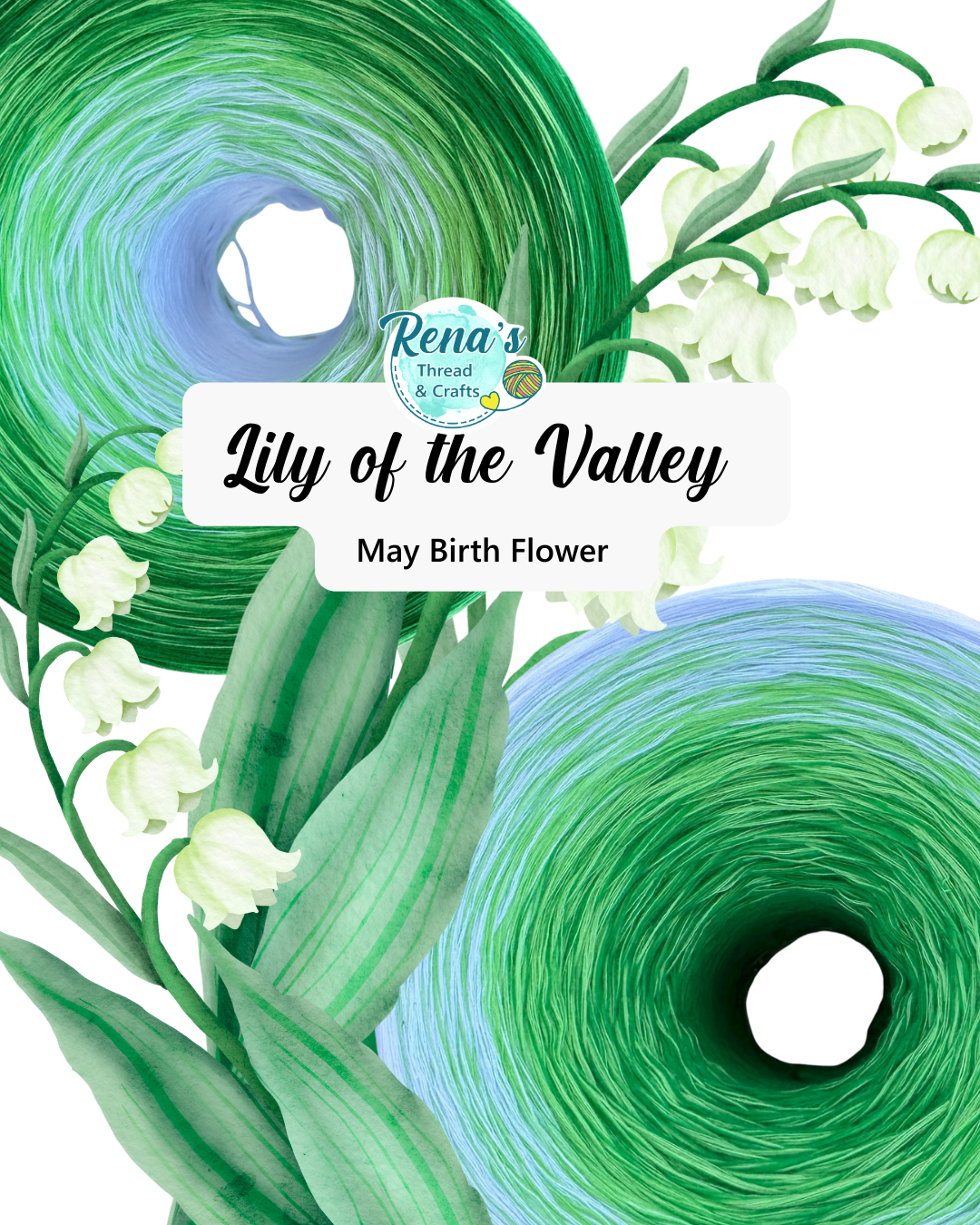 May - Lily of the Valley, Gradient Cotton Natural Fiber Yarn - Rena'sThreadandCrafts