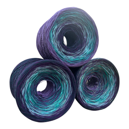 Michi Purple Teal Mix, Gradient Cotton Natural Fiber Yarn