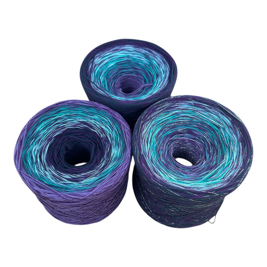 Michi Purple Teal Mix, Gradient Cotton Natural Fiber Yarn