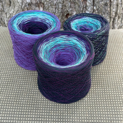 Michi Purple Teal Mix, Gradient Cotton Natural Fiber Yarn-YARN-Purple Center-Renas Thread and Crafts