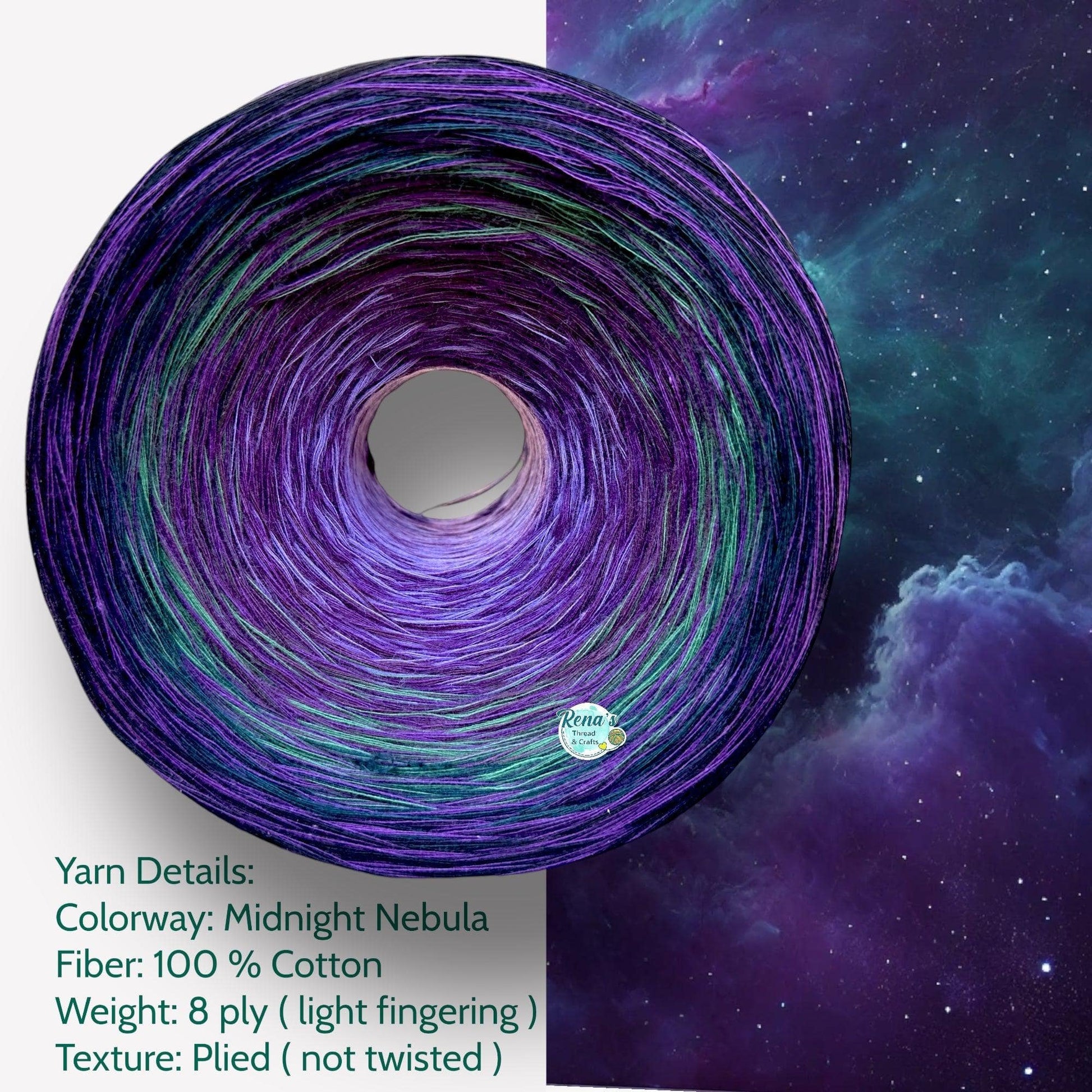 Midnight Nebula, Gradient Cotton Natural Fiber Yarn-YARN-1400-Light-Renas Thread and Crafts