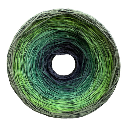 Misty Evergreen, Gradient 8PLY Cotton Gradient Cake Yarn, Fingering Lace Weight, Natural Fiber-Rena'sThreadandCrafts-Gray outside - Approx. 800-Renas Thread and Crafts