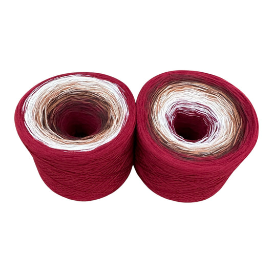 Mocha Red Velvet, Gradient Cotton Natural Fiber Yarn