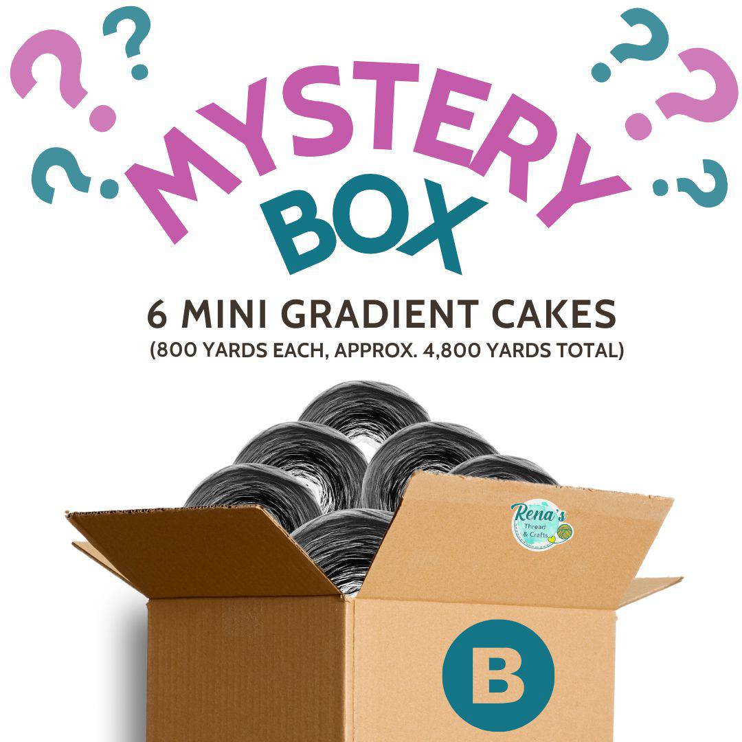 Mystery Yarn Box – Surprise Gift for Knitters, Crocheters, & Crafters, Ready To Ship-YARN-Box B- 6 Mini Size Gradient Cakes-Renas Thread and Crafts