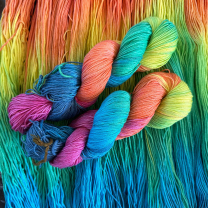 Neon Fiesta, Hand Dyed Cotton Natural Fiber Yarn-YARN-RenasThreadandCrafts-RenasThreadandCrafts