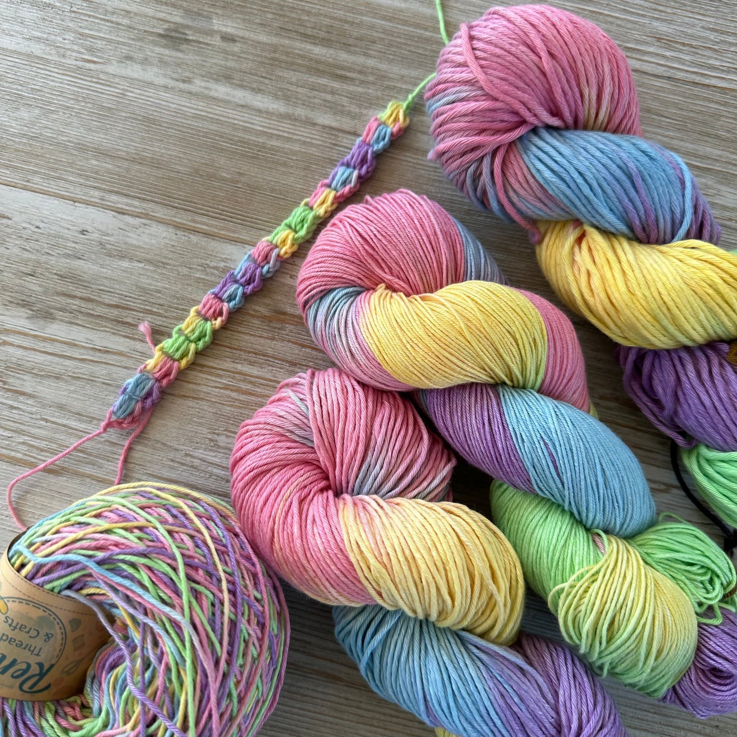 Pastel Paradise, Hand Dyed Cotton Natural Fiber Yarn-YARN-RenasThreadandCrafts-RenasThreadandCrafts