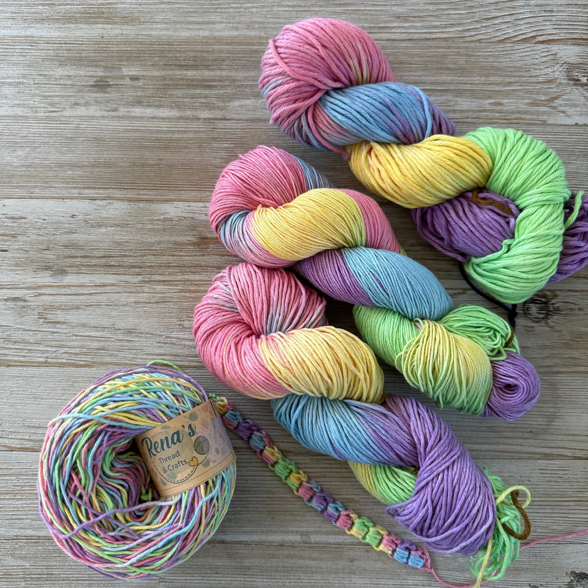 Pastel Paradise, Hand Dyed Cotton Natural Fiber Yarn-YARN-RenasThreadandCrafts-RenasThreadandCrafts