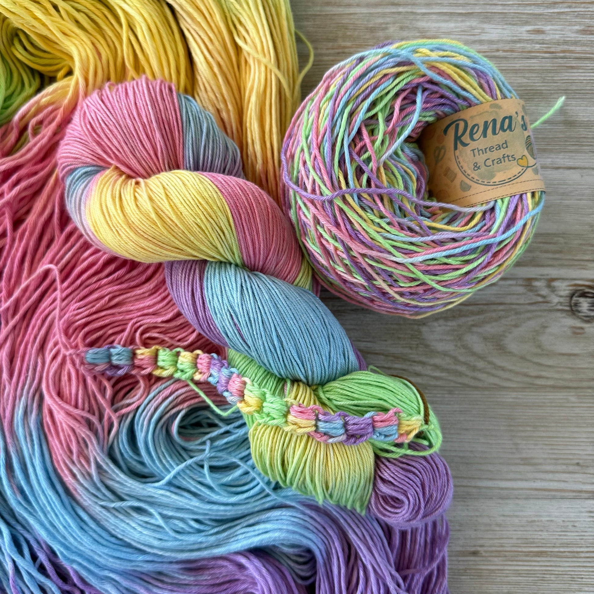 Pastel Paradise, Hand Dyed Cotton Natural Fiber Yarn-YARN-RenasThreadandCrafts-RenasThreadandCrafts