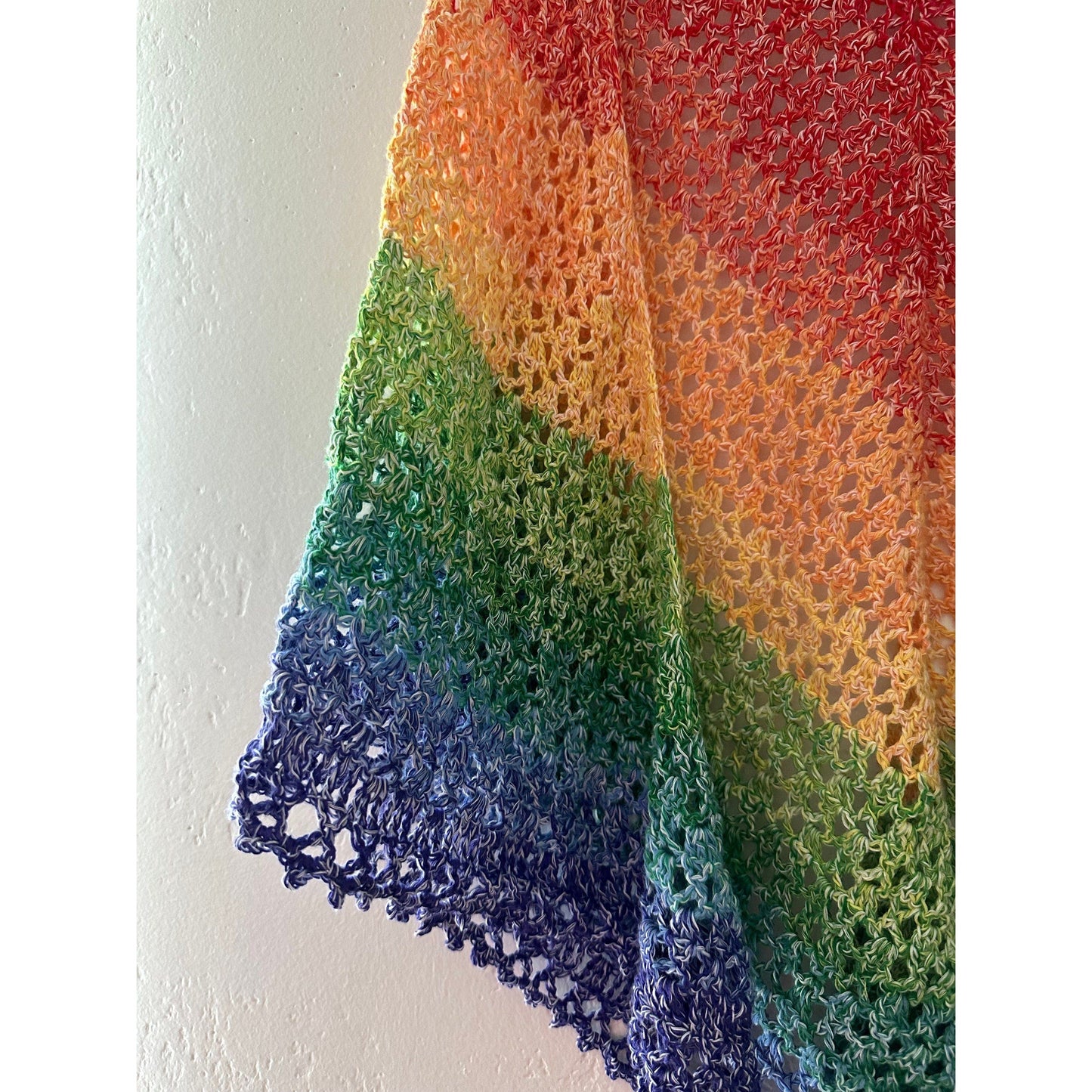 Rainbow Lightweight All Season Shawl-Crochet shawl-Rena'sThreadandCrafts-Rena&#39;sThreadandCrafts