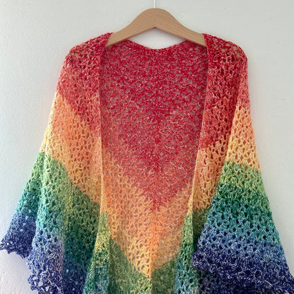 Rainbow Lightweight All Season Shawl-Crochet shawl-Rena'sThreadandCrafts-Rena&#39;sThreadandCrafts