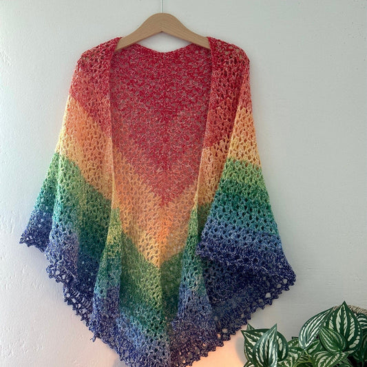 Rainbow Lightweight All Season Shawl-Crochet shawl-Rena'sThreadandCrafts-Rena&#39;sThreadandCrafts