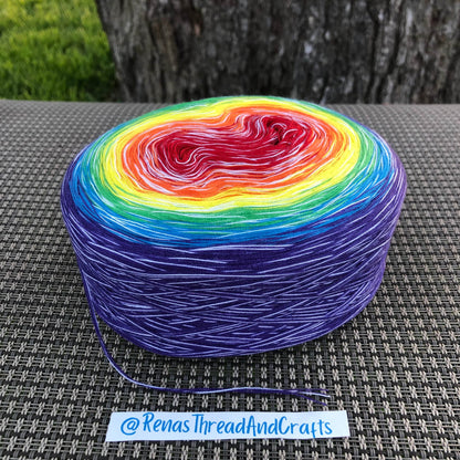 Rainbow Polyester 4PLY Gradient Cake Yarn-Polyester, 4PLY-Rena'sThreadandCrafts-A-regular rainbow-Rena&#39;sThreadandCrafts