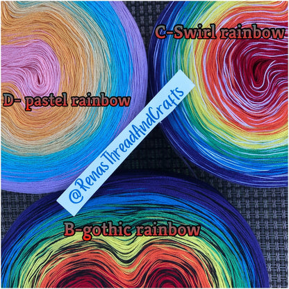 Rainbow Polyester 4PLY Gradient Cake Yarn-Polyester, 4PLY-Rena'sThreadandCrafts-A-regular rainbow-Rena'sThreadandCrafts