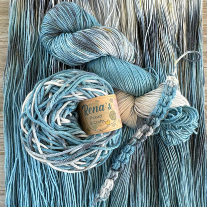 Sea Foam, Hand Dyed Cotton Natural Fiber Yarn-YARN-RenasThreadandCrafts-RenasThreadandCrafts