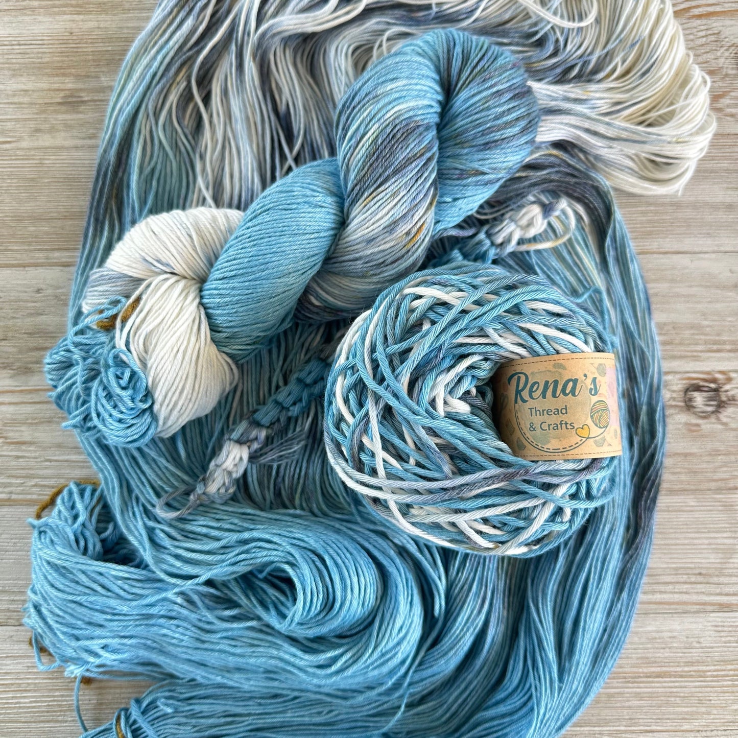 Sea Foam, Hand Dyed Cotton Natural Fiber Yarn-YARN-RenasThreadandCrafts-RenasThreadandCrafts