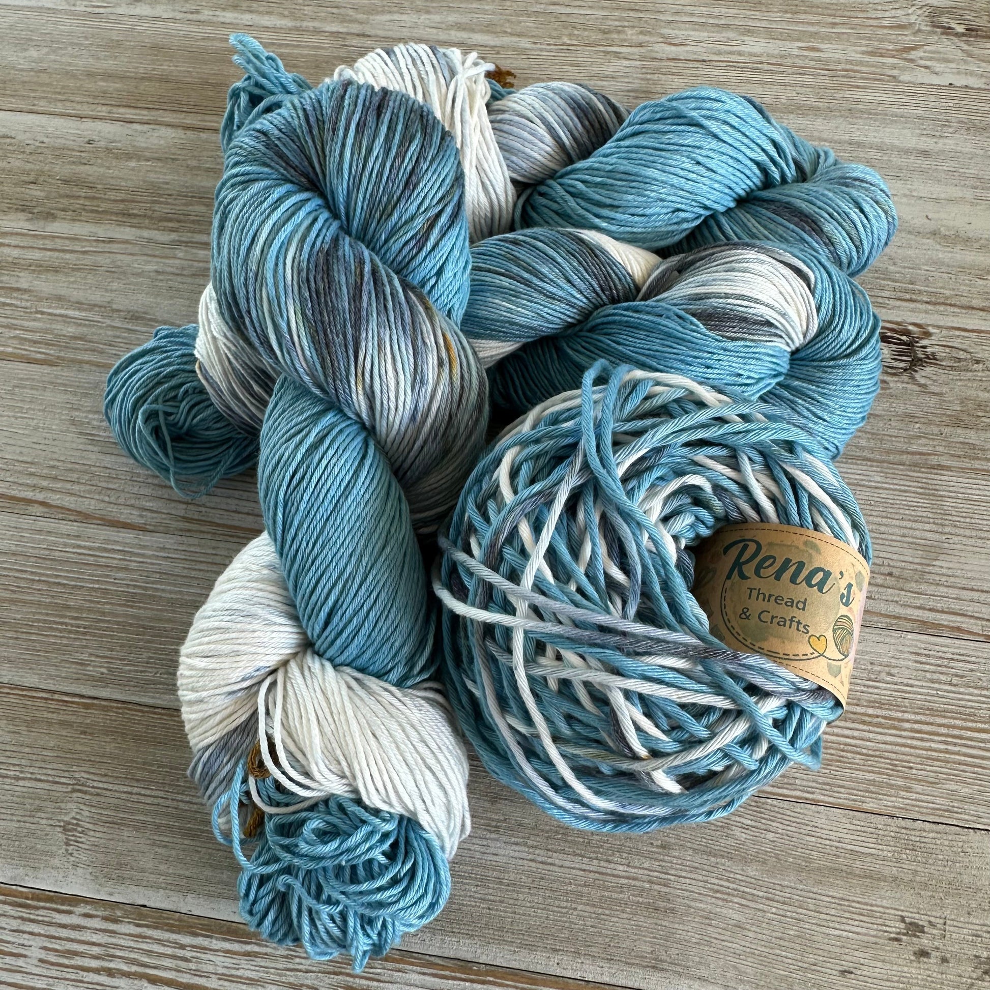 Sea Foam, Hand Dyed Cotton Natural Fiber Yarn-YARN-RenasThreadandCrafts-RenasThreadandCrafts