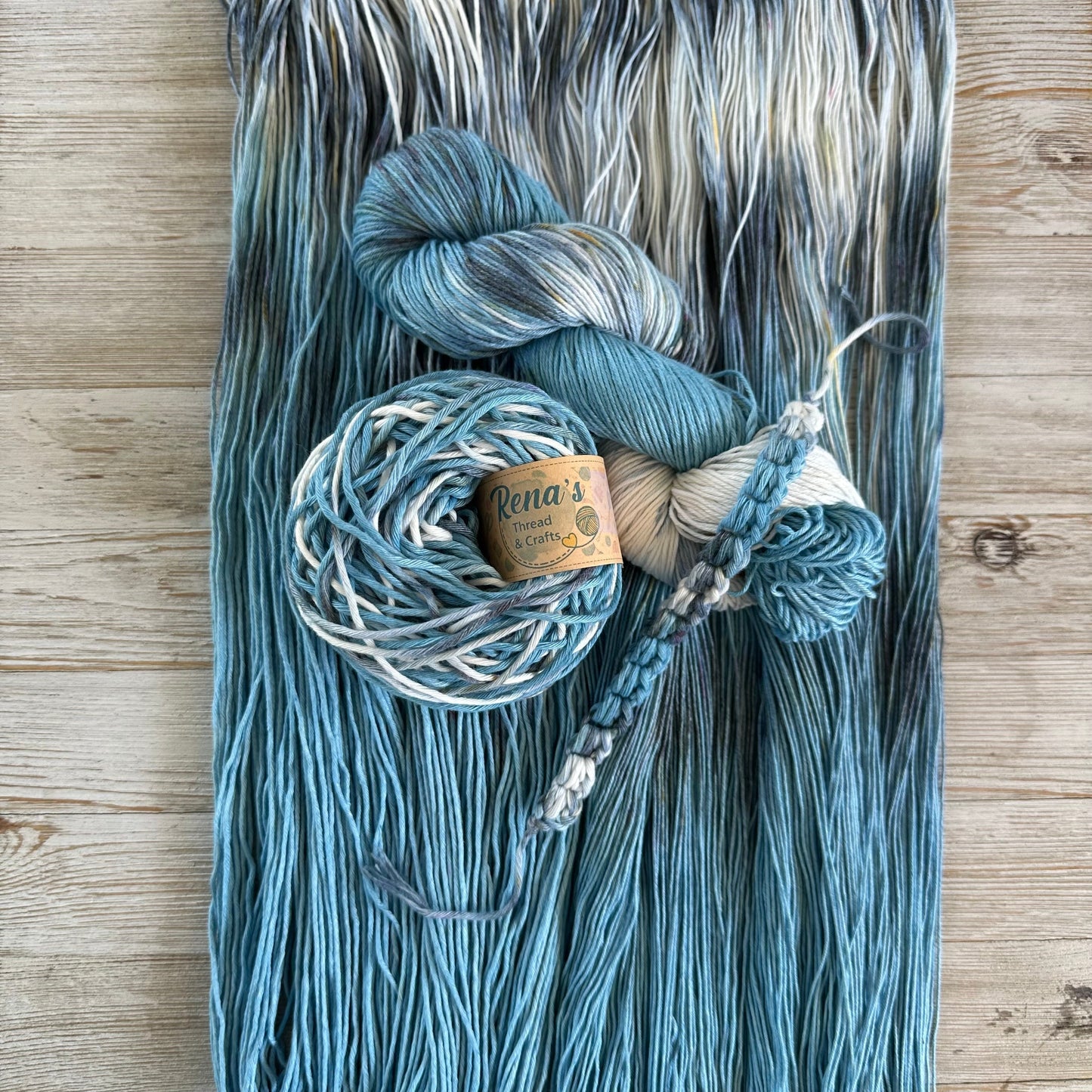 Sea Foam, Hand Dyed Cotton Natural Fiber Yarn-YARN-RenasThreadandCrafts-RenasThreadandCrafts