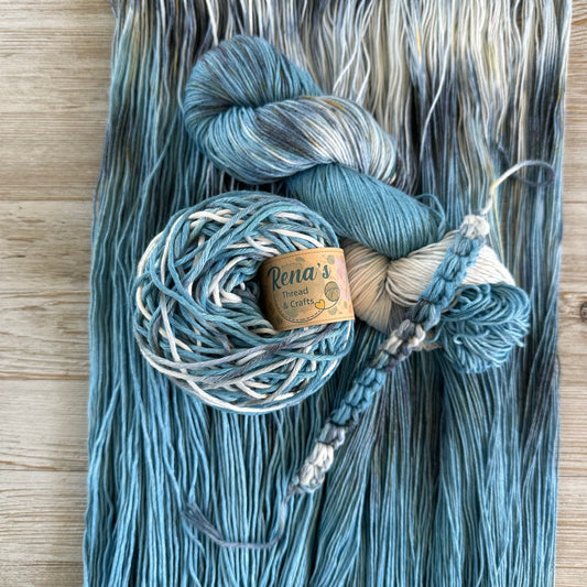 Sea Foam, Hand Dyed Cotton Natural Fiber Yarn-YARN-RenasThreadandCrafts-RenasThreadandCrafts