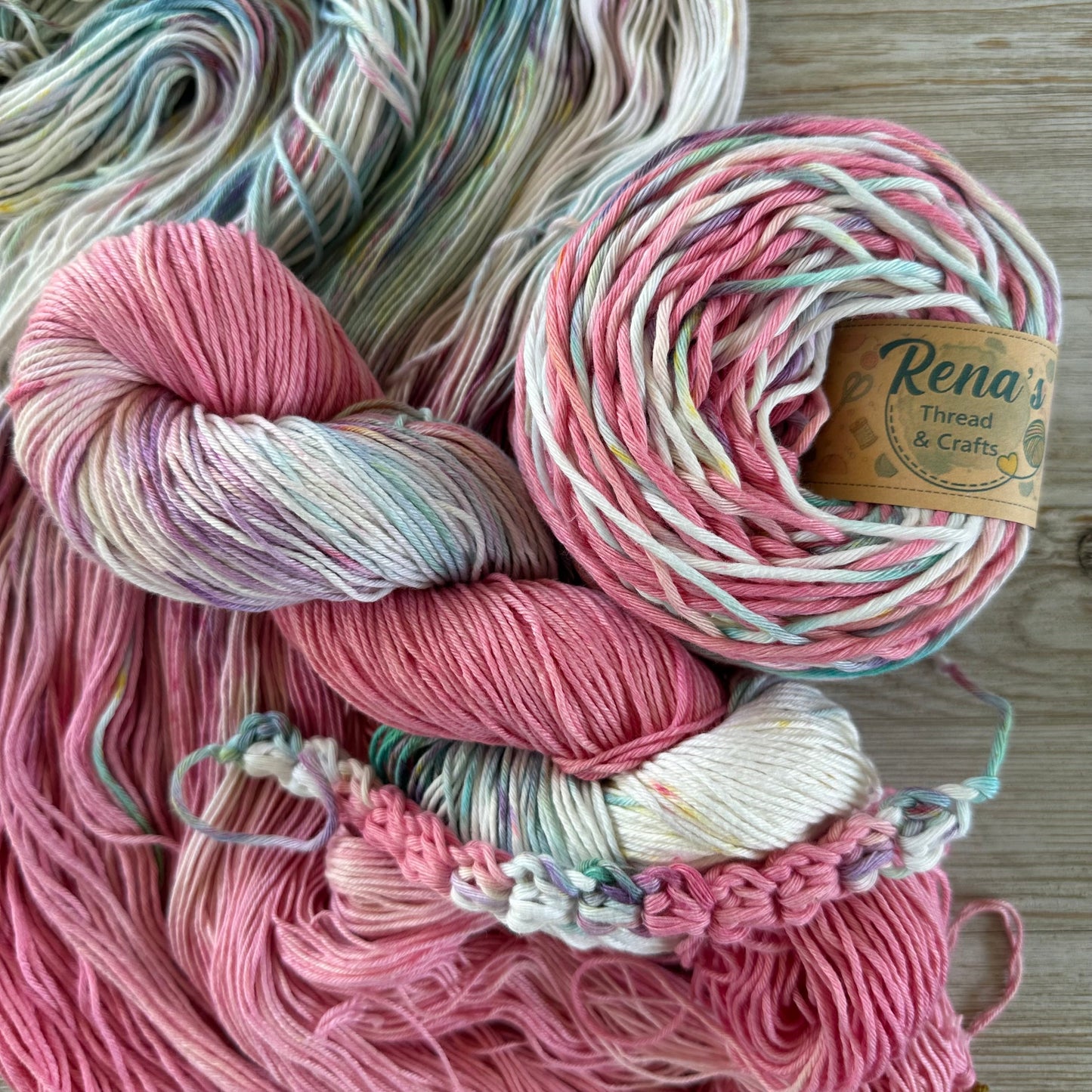 Summer Pink, Hand Dyed Cotton Natural Fiber Yarn-YARN-RenasThreadandCrafts-RenasThreadandCrafts