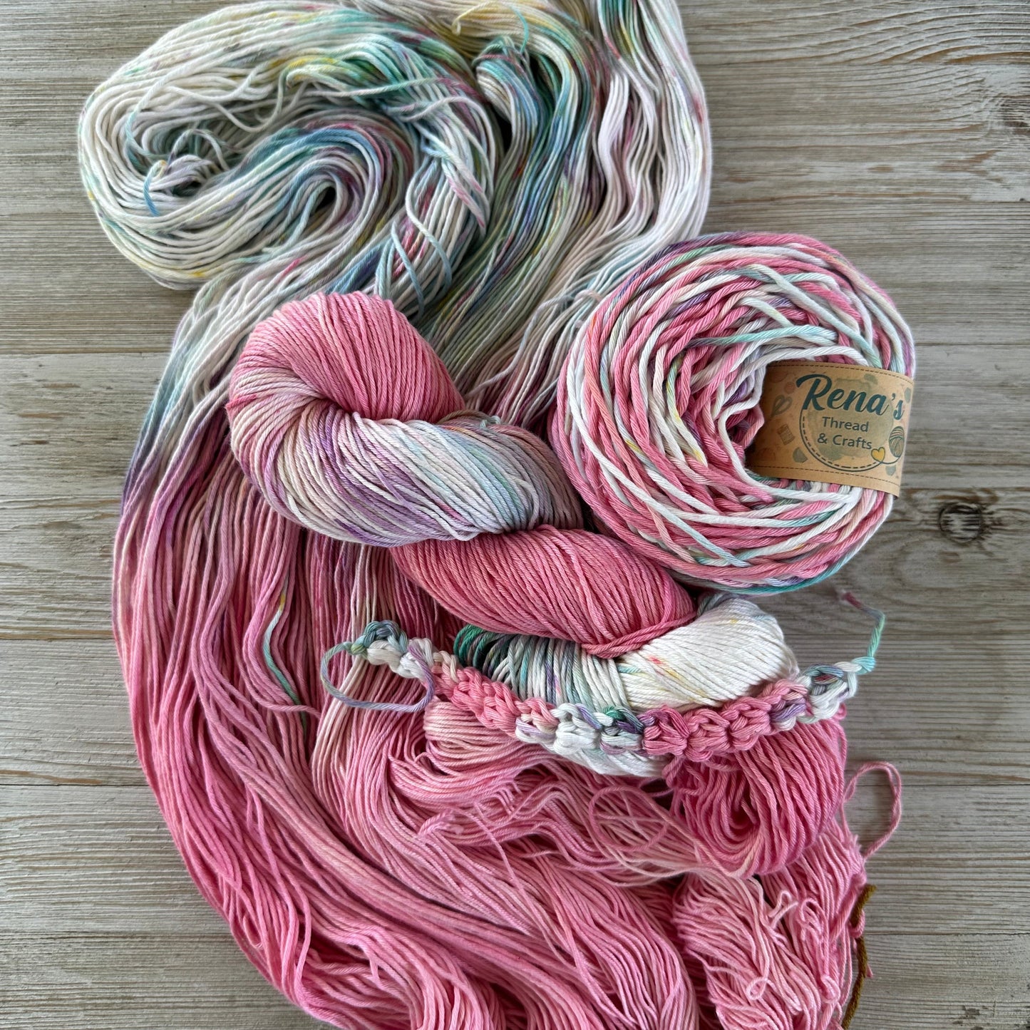 Summer Pink, Hand Dyed Cotton Natural Fiber Yarn-YARN-RenasThreadandCrafts-RenasThreadandCrafts