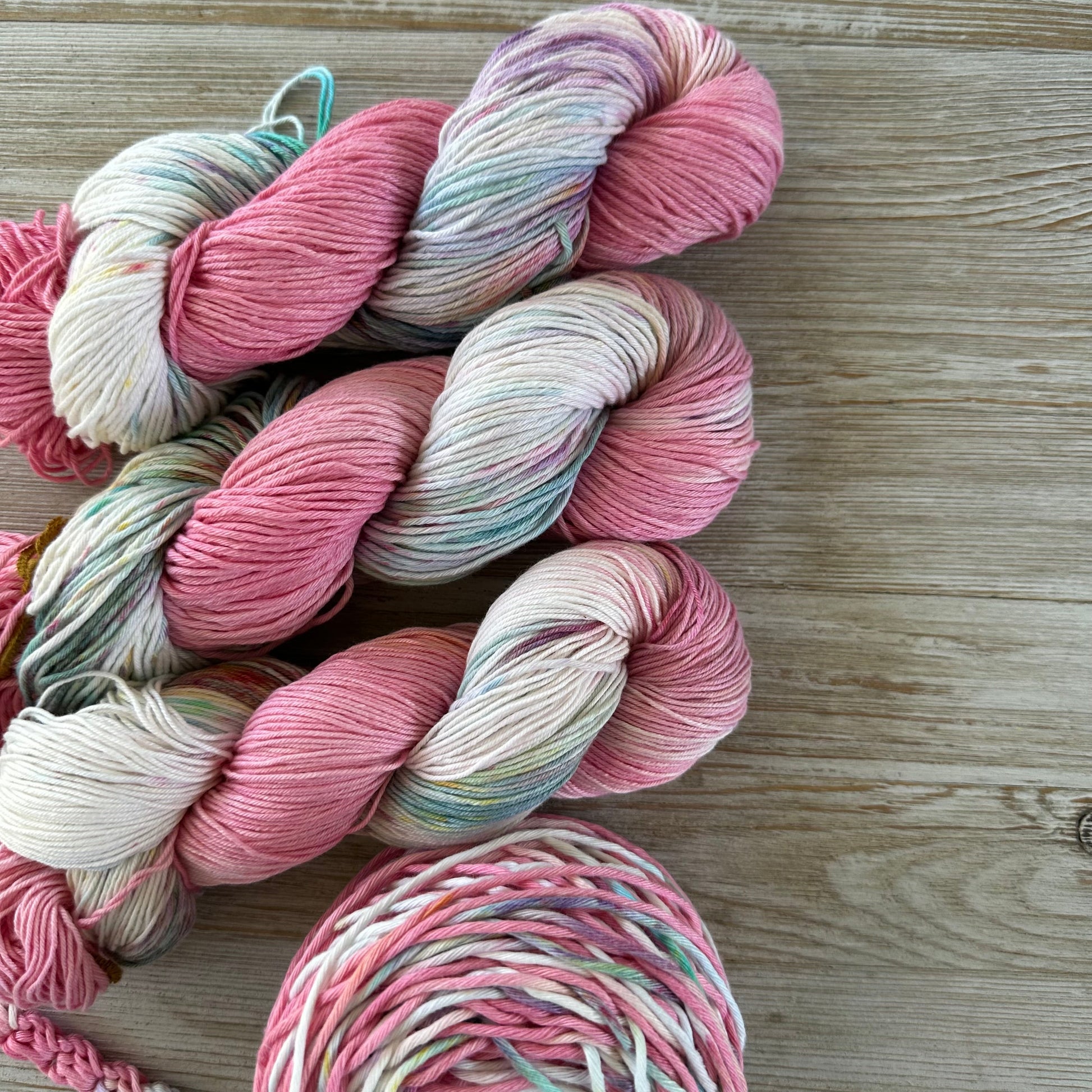 Summer Pink, Hand Dyed Cotton Natural Fiber Yarn-YARN-RenasThreadandCrafts-RenasThreadandCrafts